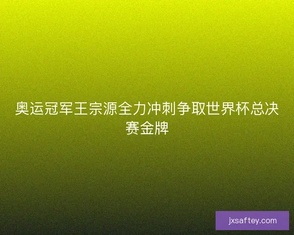 奥运冠军王宗源全力冲刺争取世界杯总决赛金牌 奥运冠军王宗源全力冲刺争取世界杯总决赛金牌
