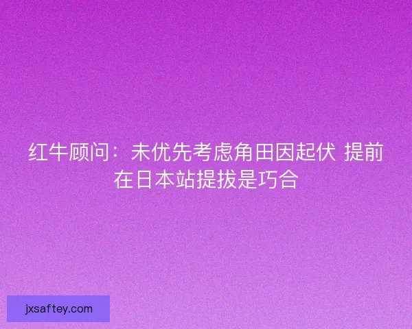红牛顾问：未优先考虑角田因起伏 提前在日本站提拔是巧合