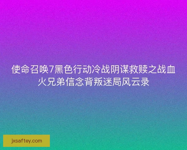 使命召唤7黑色行动冷战阴谋救赎之战血火兄弟信念背叛迷局风云录